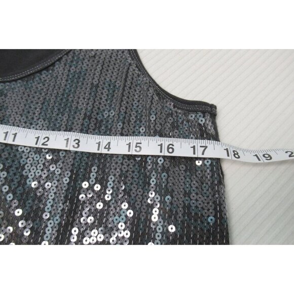 Aeropostale Women's Tank Top Large Floral Sequin Racerback Full Graphic NEW Blue - Picture 4 of 7